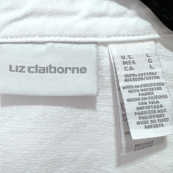 Liz Claiborne Bright‎ White Denim Jacket Large - Picture 2 of 6